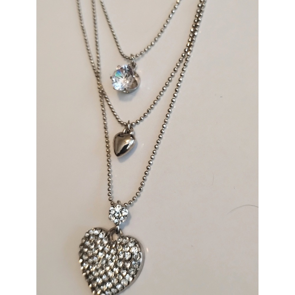 ✨ 3-tier rhinestone heart layer necklace Y2K coquette indiesleeze Whimsygoth